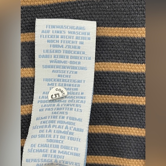 Boden Navy Blue Mustard Fit and Flare Striped Dress Size 6 Cotton Blend Pleated - Picture 6 of 6